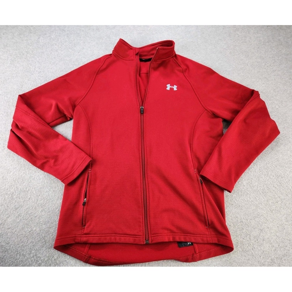 Under Armour Full Zip Red Warm-Up Track‎ Athletic Jacket Adult Medium
